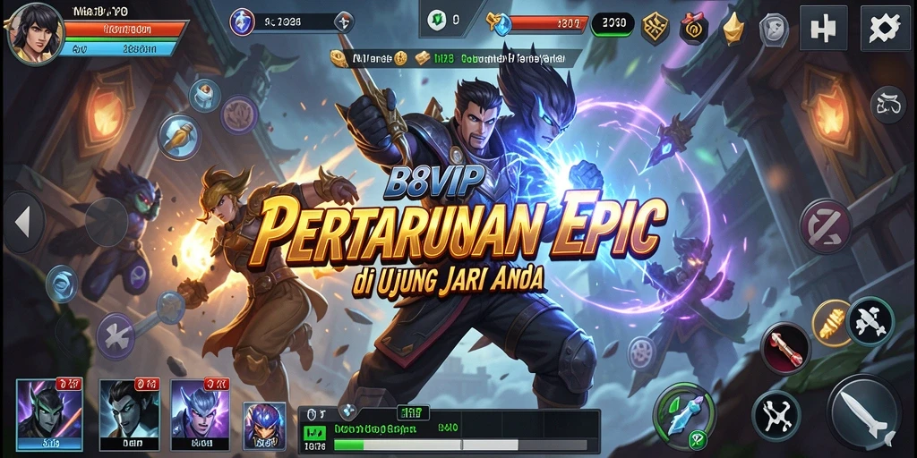 Tampilan gameplay pertarungan yang mendebarkan di B8VIP.