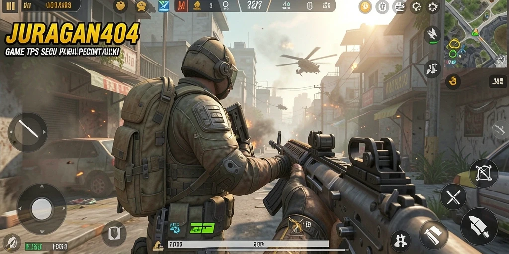 Screenshot utama menampilkan aksi seru dalam gameplay TPS.
