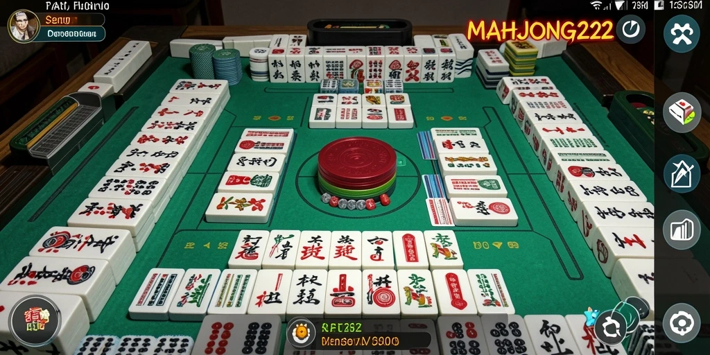 Screenshot gameplay seru MAHJONG222 dengan tampilan Domino yang menawan.